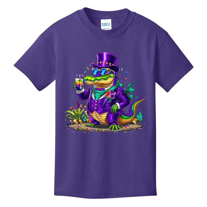 Alligator Mardi Gras Carnival Outfit For Males And Females Kids T-Shirt