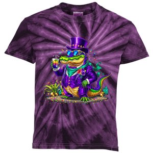 Alligator Mardi Gras Carnival Outfit For Males And Females Kids Tie-Dye T-Shirt