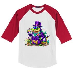 Alligator Mardi Gras Carnival Outfit For Males And Females Kids Colorblock Raglan Jersey