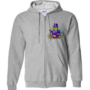 Alligator Mardi Gras Carnival Outfit For Males And Females Full Zip Hoodie