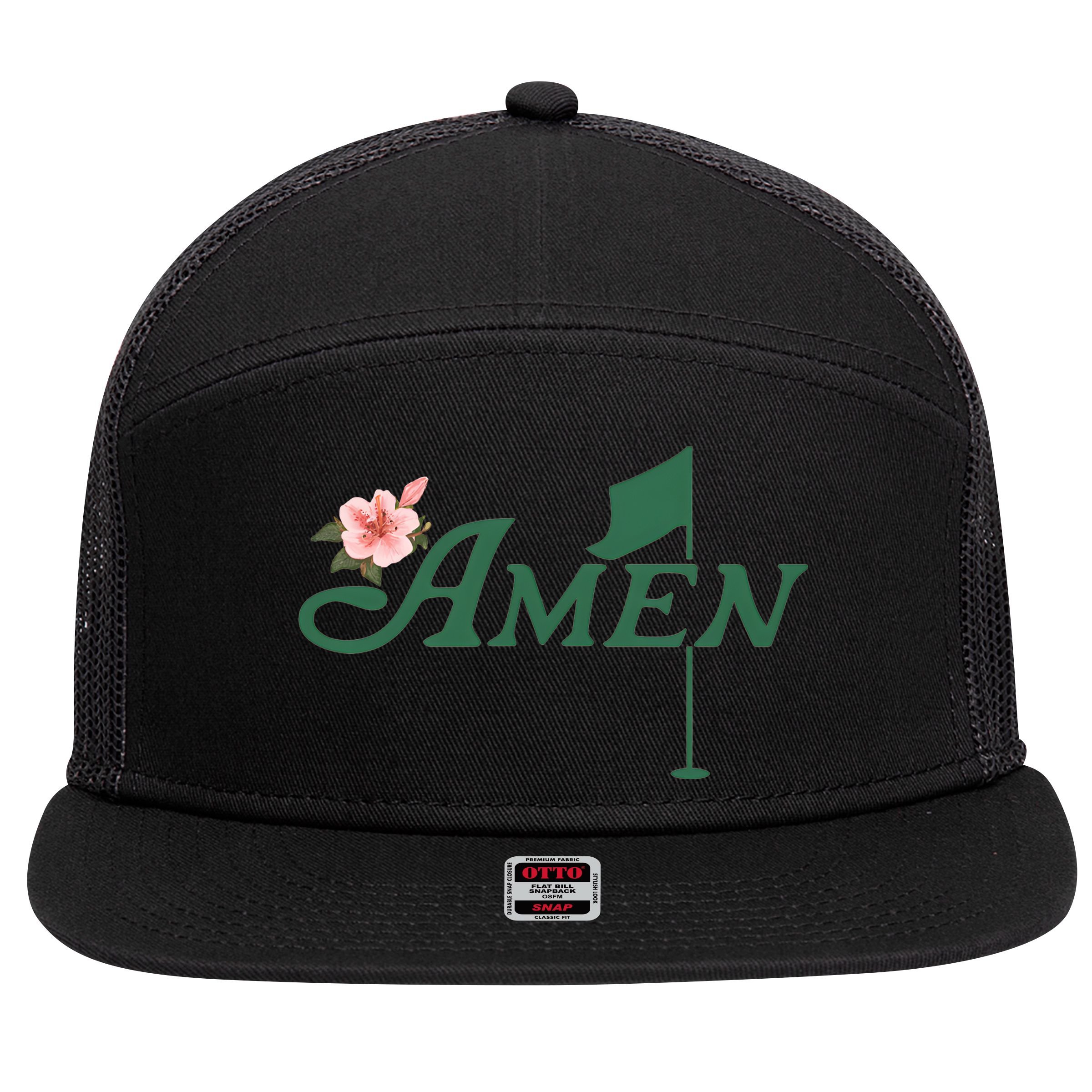 Amen Masters Golf Golfer Lover Team 7 Panel Mesh Trucker Snapback Hat