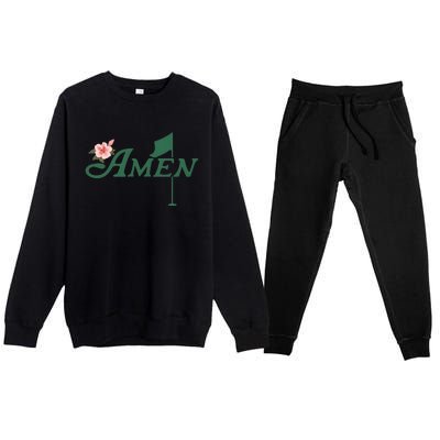 Amen Masters Golf Golfer Lover Team Premium Crewneck Sweatsuit Set