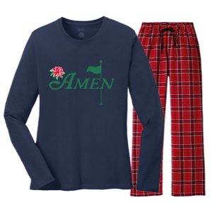 Amen Master Golf Azalea Tournament Pink Golfing Girl Flower Women's Long Sleeve Flannel Pajama Set 