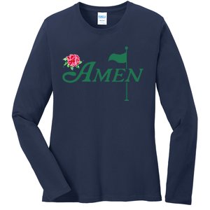 Amen Master Golf Azalea Tournament Pink Golfing Girl Flower Ladies Long Sleeve Shirt