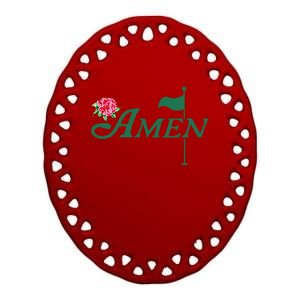 Amen Master Golf Azalea Tournament Pink Golfing Girl Flower Ceramic Oval Ornament