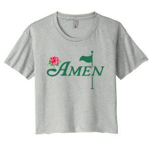 Amen Master Golf Azalea Tournament Pink Golfing Girl Flower Women's Crop Top Tee