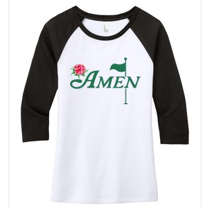 Amen Master Golf Azalea Tournament Pink Golfing Girl Flower Women's Tri-Blend 3/4-Sleeve Raglan Shirt