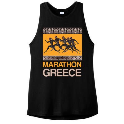 Athens Marathon Greece Ladies PosiCharge Tri-Blend Wicking Tank