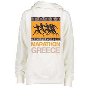 Athens Marathon Greece Womens Funnel Neck Pullover Hood