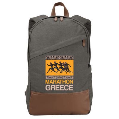 Athens Marathon Greece Cotton Canvas Backpack