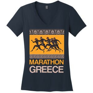 Athens Marathon Greece Women's V-Neck T-Shirt