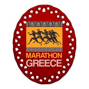 Athens Marathon Greece Ceramic Oval Ornament