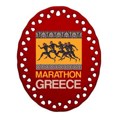 Athens Marathon Greece Ceramic Oval Ornament