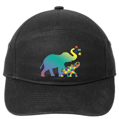 Autism Mom Gift Design Autism Awareness Elephant Cute Gift 7-Panel Snapback Hat