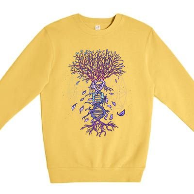 Abstract Madala Geometric Dna Tree Life Gift Esoteric Geometry Gift Premium Crewneck Sweatshirt