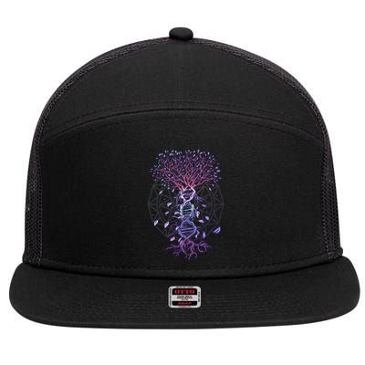 Abstract Madala Geometric Dna Tree Life Gift Esoteric Geometry Gift 7 Panel Mesh Trucker Snapback Hat