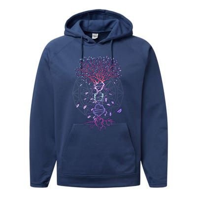 Abstract Madala Geometric Dna Tree Life Gift Esoteric Geometry Gift Performance Fleece Hoodie