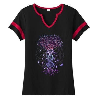 Abstract Madala Geometric Dna Tree Life Gift Esoteric Geometry Gift Ladies Halftime Notch Neck Tee