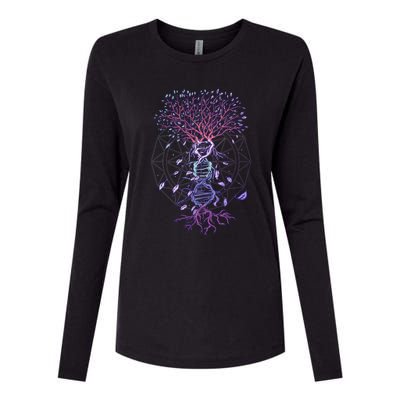 Abstract Madala Geometric Dna Tree Life Gift Esoteric Geometry Gift Womens Cotton Relaxed Long Sleeve T-Shirt