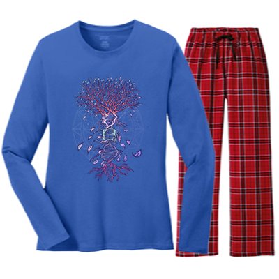 Abstract Madala Geometric Dna Tree Life Gift Esoteric Geometry Gift Women's Long Sleeve Flannel Pajama Set 