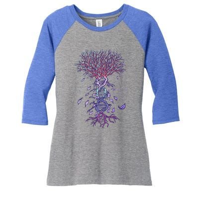 Abstract Madala Geometric Dna Tree Life Gift Esoteric Geometry Gift Women's Tri-Blend 3/4-Sleeve Raglan Shirt