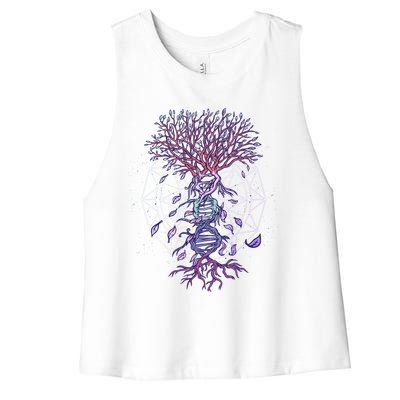 Abstract Madala Geometric Dna Tree Life Gift Esoteric Geometry Gift Women's Racerback Cropped Tank