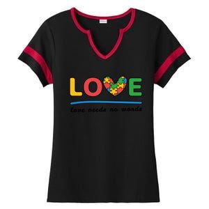 Autism Meaningful Gift Love Needs No Words Gift Ladies Halftime Notch Neck Tee