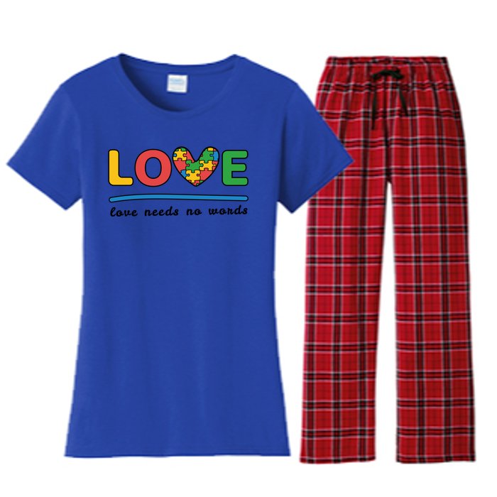 Autism Meaningful Gift Love Needs No Words Gift Women's Flannel Pajama Set