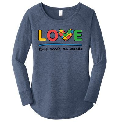 Autism Meaningful Gift Love Needs No Words Gift Women's Perfect Tri Tunic Long Sleeve Shirt