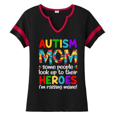 Autism Mom Gift Some People Look Up To Their Heroes Gift Ladies Halftime Notch Neck Tee