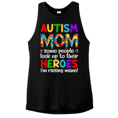 Autism Mom Gift Some People Look Up To Their Heroes Gift Ladies PosiCharge Tri-Blend Wicking Tank