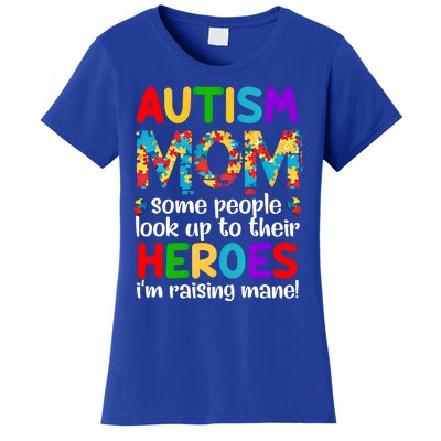 Autism Mom Gift Some People Look Up To Their Heroes Gift Women's T-Shirt