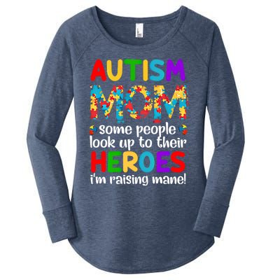 Autism Mom Gift Some People Look Up To Their Heroes Gift Women's Perfect Tri Tunic Long Sleeve Shirt