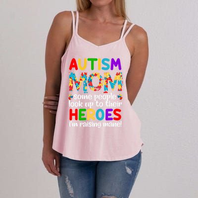 Autism Mom Gift Some People Look Up To Their Heroes Gift Women's Strappy Tank