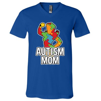 Autism Mom Gift Strong Mother V-Neck T-Shirt