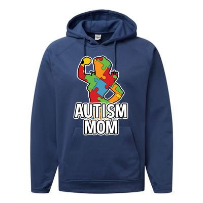 Autism Mom Gift Strong Mother Performance Fleece Hoodie