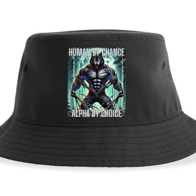 Alpha Male Human By Chance Alpha By Choice Alpha Wolf Sustainable Bucket Hat