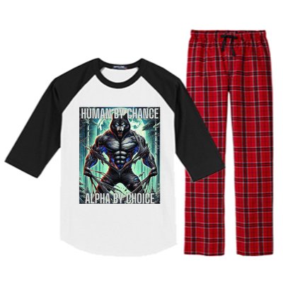 Alpha Male Human By Chance Alpha By Choice Alpha Wolf Raglan Sleeve Pajama Set