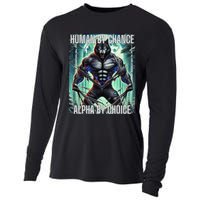 Alpha Male Human By Chance Alpha By Choice Alpha Wolf Cooling Performance Long Sleeve Crew