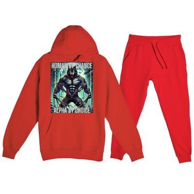 Alpha Male Human By Chance Alpha By Choice Alpha Wolf Premium Hooded Sweatsuit Set