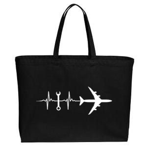 Airplane Mechanic Heartbeat Plane Planes Cool Gift Cotton Canvas Jumbo Tote