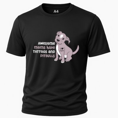 Awesome Moms Have Tattoos And Pitbulls Pit Bull Terrier Meaningful Gift Performance Shirt