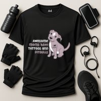 Awesome Moms Have Tattoos And Pitbulls Pit Bull Terrier Meaningful Gift Cooling Performance Crew T-Shirt