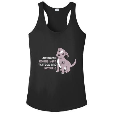 Awesome Moms Have Tattoos And Pitbulls Pit Bull Terrier Meaningful Gift Ladies PosiCharge Competitor Racerback Tank
