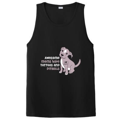 Awesome Moms Have Tattoos And Pitbulls Pit Bull Terrier Meaningful Gift PosiCharge Competitor Tank