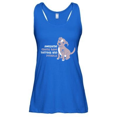 Awesome Moms Have Tattoos And Pitbulls Pit Bull Terrier Meaningful Gift Ladies Essential Flowy Tank