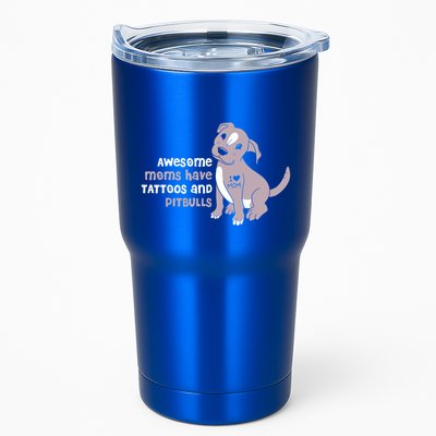 Awesome Moms Have Tattoos And Pitbulls Pit Bull Terrier Meaningful Gift Tumbler