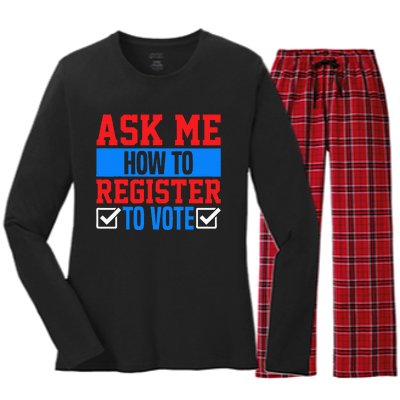 Ask Me How To Register To Vote Presidential Election Voting Women's Long Sleeve Flannel Pajama Set 