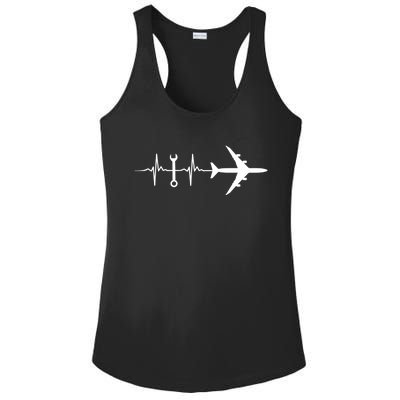 Airplane Mechanic Heartbeat Plane Planes Gift Ladies PosiCharge Competitor Racerback Tank