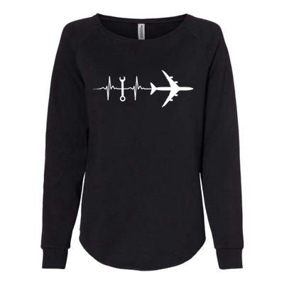 Airplane Mechanic Heartbeat Plane Planes Gift Womens California Wash Sweatshirt